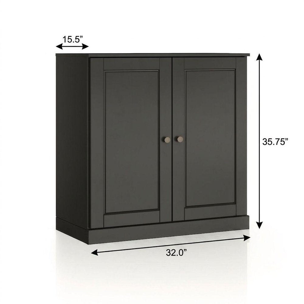 32" White Solid Wood Raised Panel Double Door Linen Cabinet