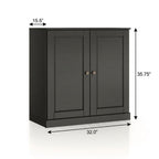 32" White Solid Wood Raised Panel Double Door Linen Cabinet