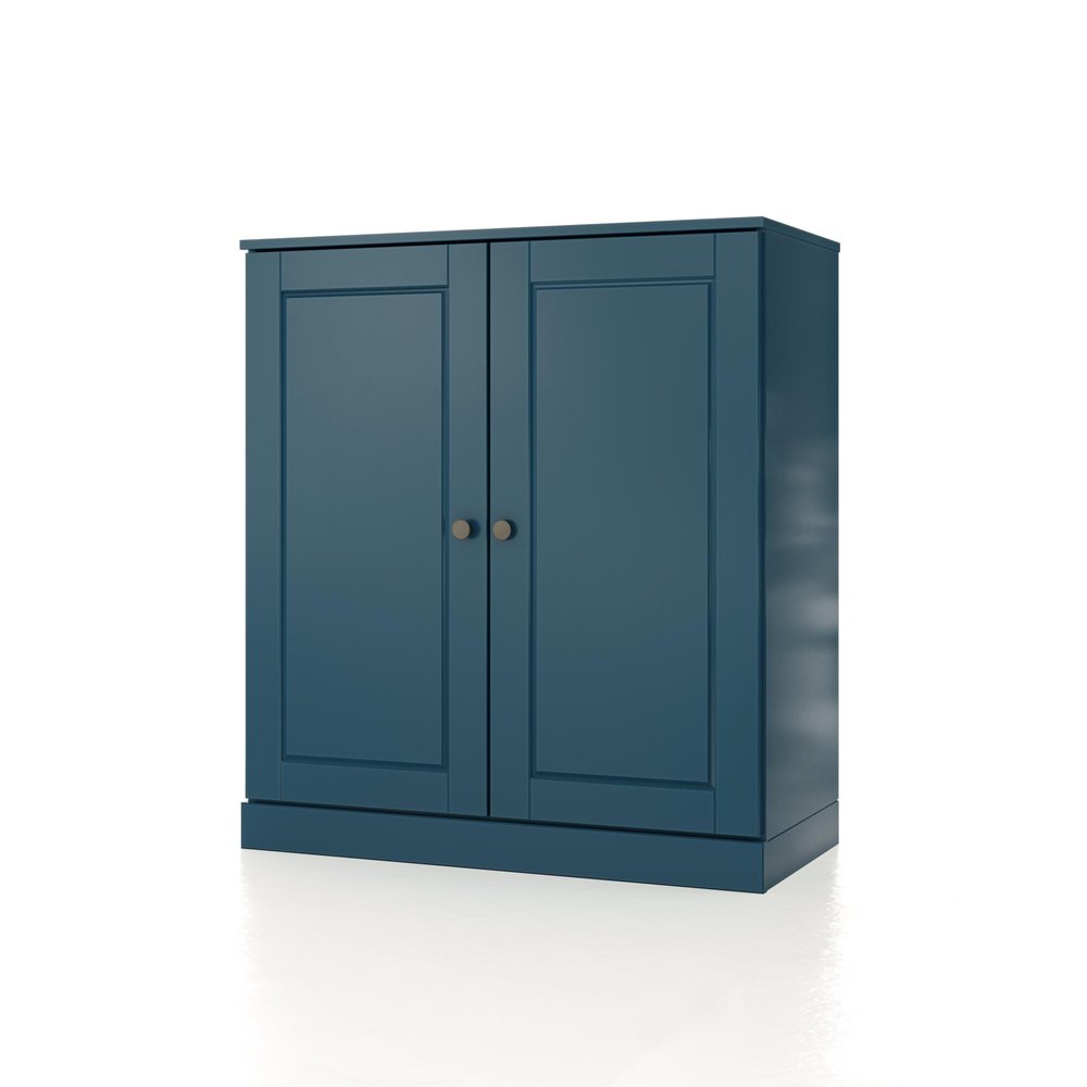 32" White Solid Wood Raised Panel Double Door Linen Cabinet