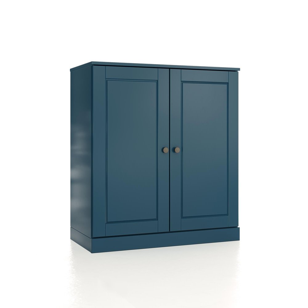 32" White Solid Wood Raised Panel Double Door Linen Cabinet