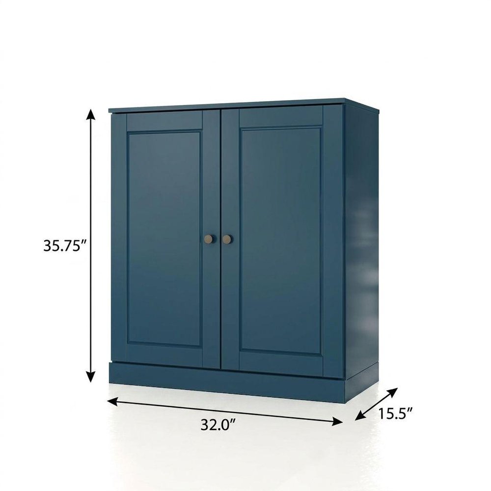 32" White Solid Wood Raised Panel Double Door Linen Cabinet