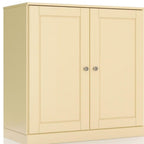 32" White Solid Wood Raised Panel Double Door Linen Cabinet