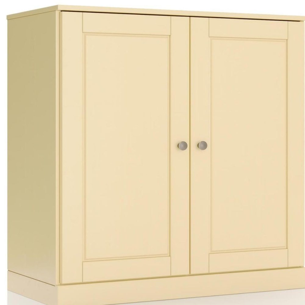 32" White Solid Wood Raised Panel Double Door Linen Cabinet