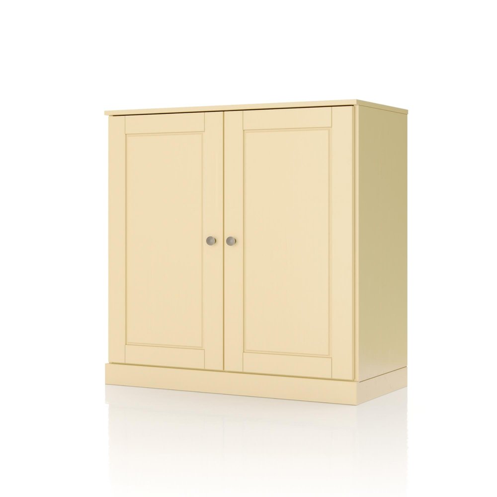 32" White Solid Wood Raised Panel Double Door Linen Cabinet