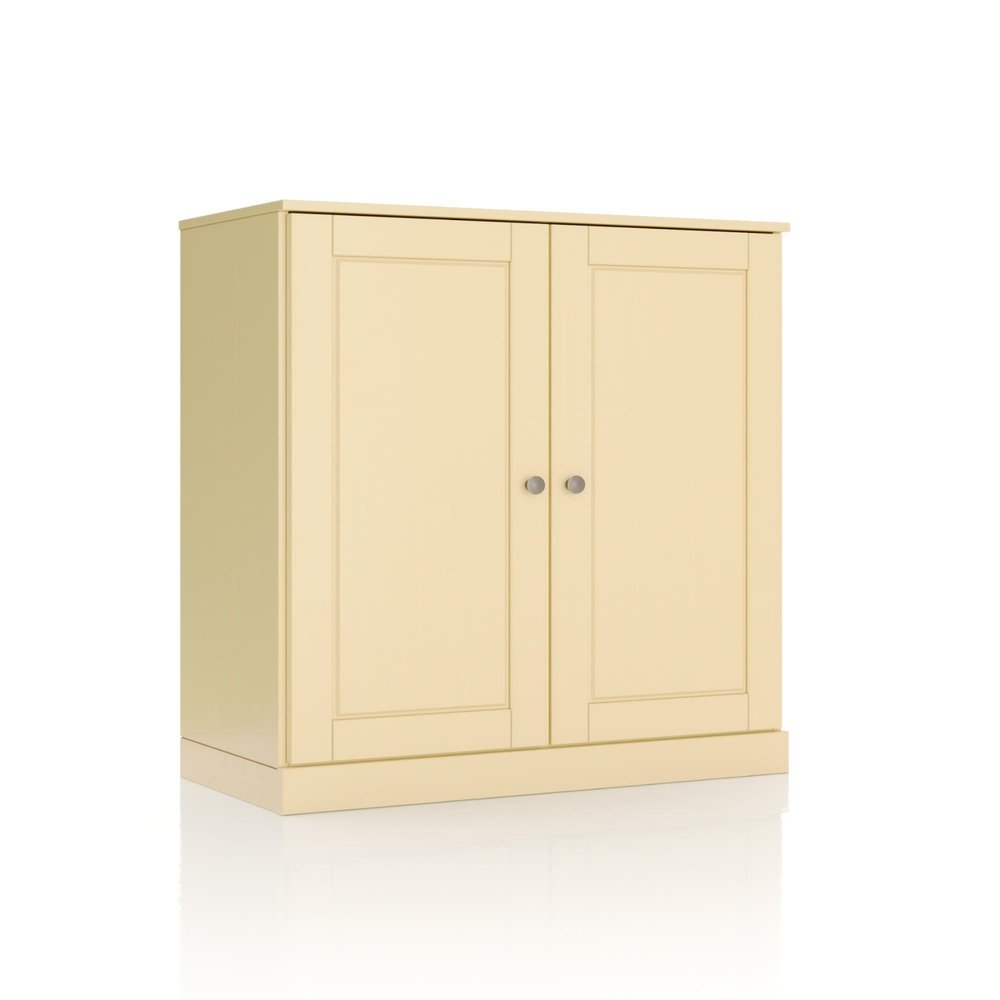 32" White Solid Wood Raised Panel Double Door Linen Cabinet