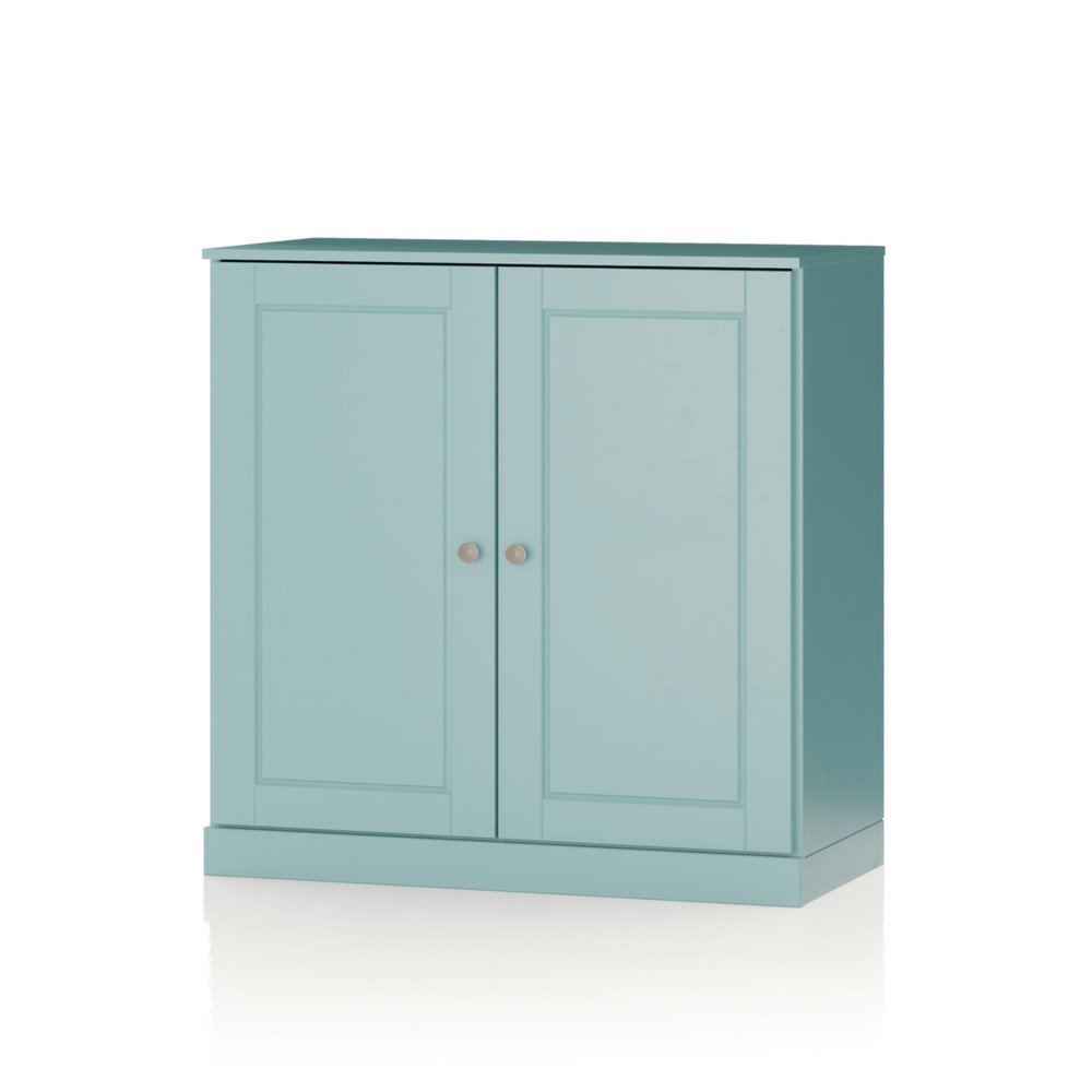 32" White Solid Wood Raised Panel Double Door Linen Cabinet