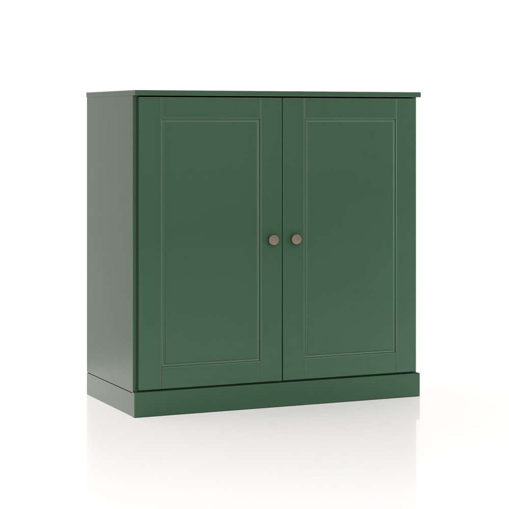 32" White Solid Wood Raised Panel Double Door Linen Cabinet