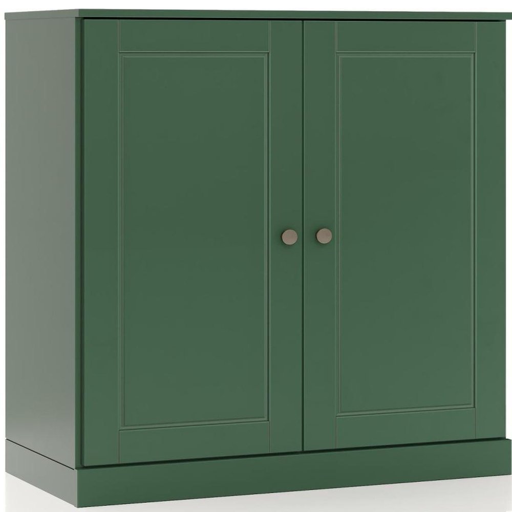 32" White Solid Wood Raised Panel Double Door Linen Cabinet