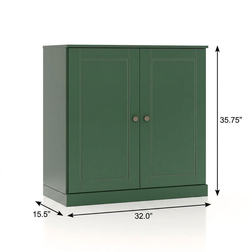 32" White Solid Wood Raised Panel Double Door Linen Cabinet