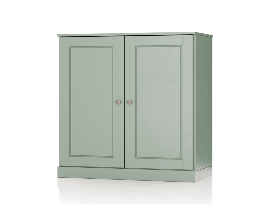 32" White Solid Wood Raised Panel Double Door Linen Cabinet