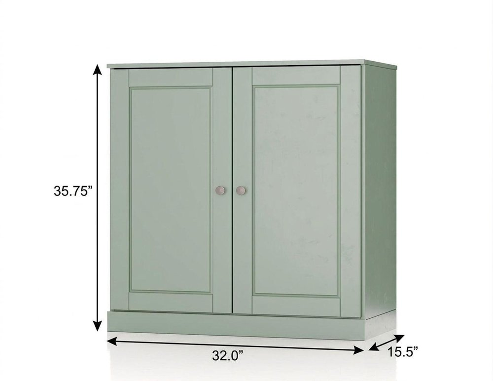 32" White Solid Wood Raised Panel Double Door Linen Cabinet