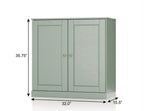 32" White Solid Wood Raised Panel Double Door Linen Cabinet