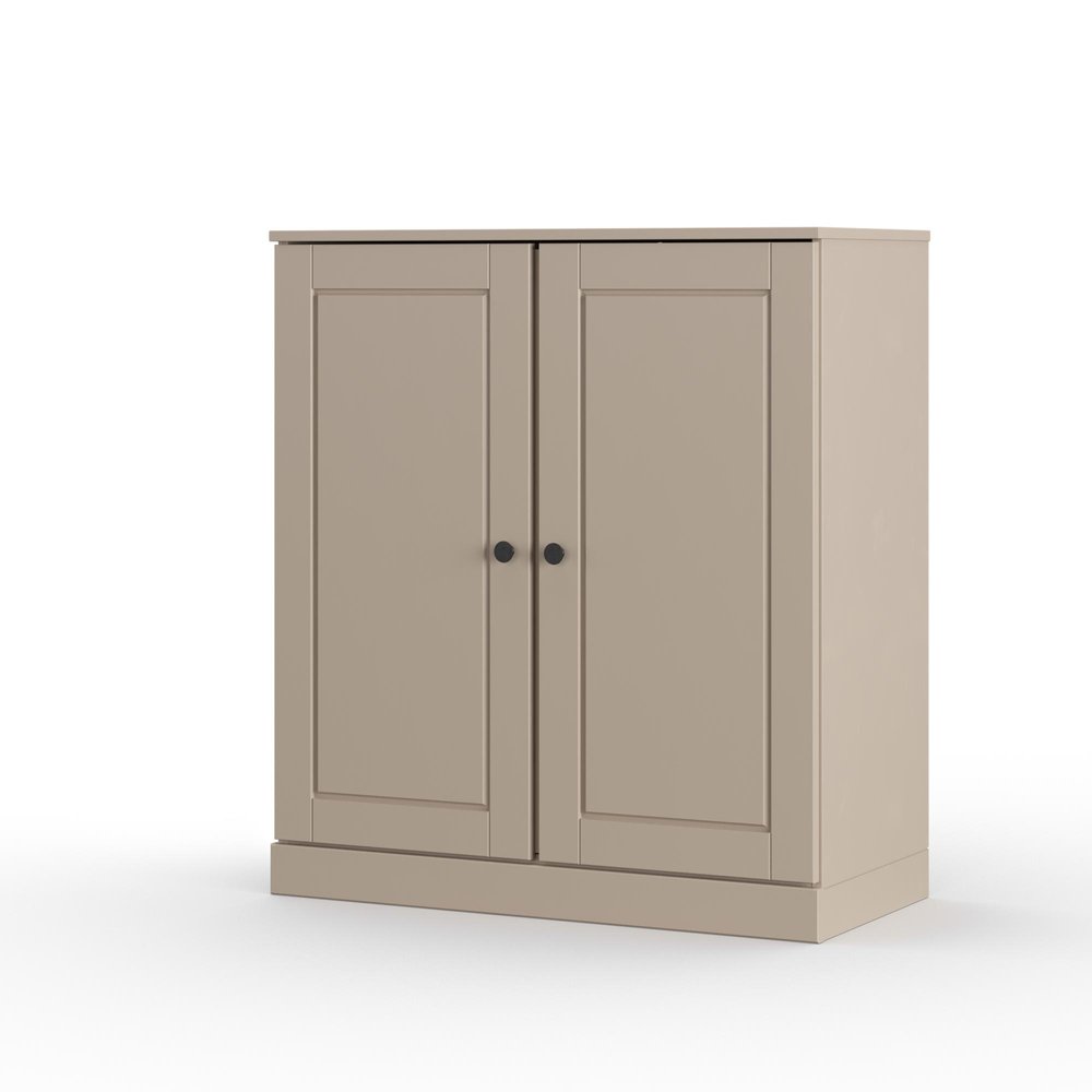 32" White Solid Wood Raised Panel Double Door Linen Cabinet