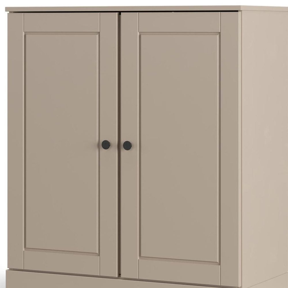 32" White Solid Wood Raised Panel Double Door Linen Cabinet