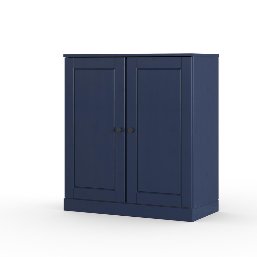 32" White Solid Wood Raised Panel Double Door Linen Cabinet
