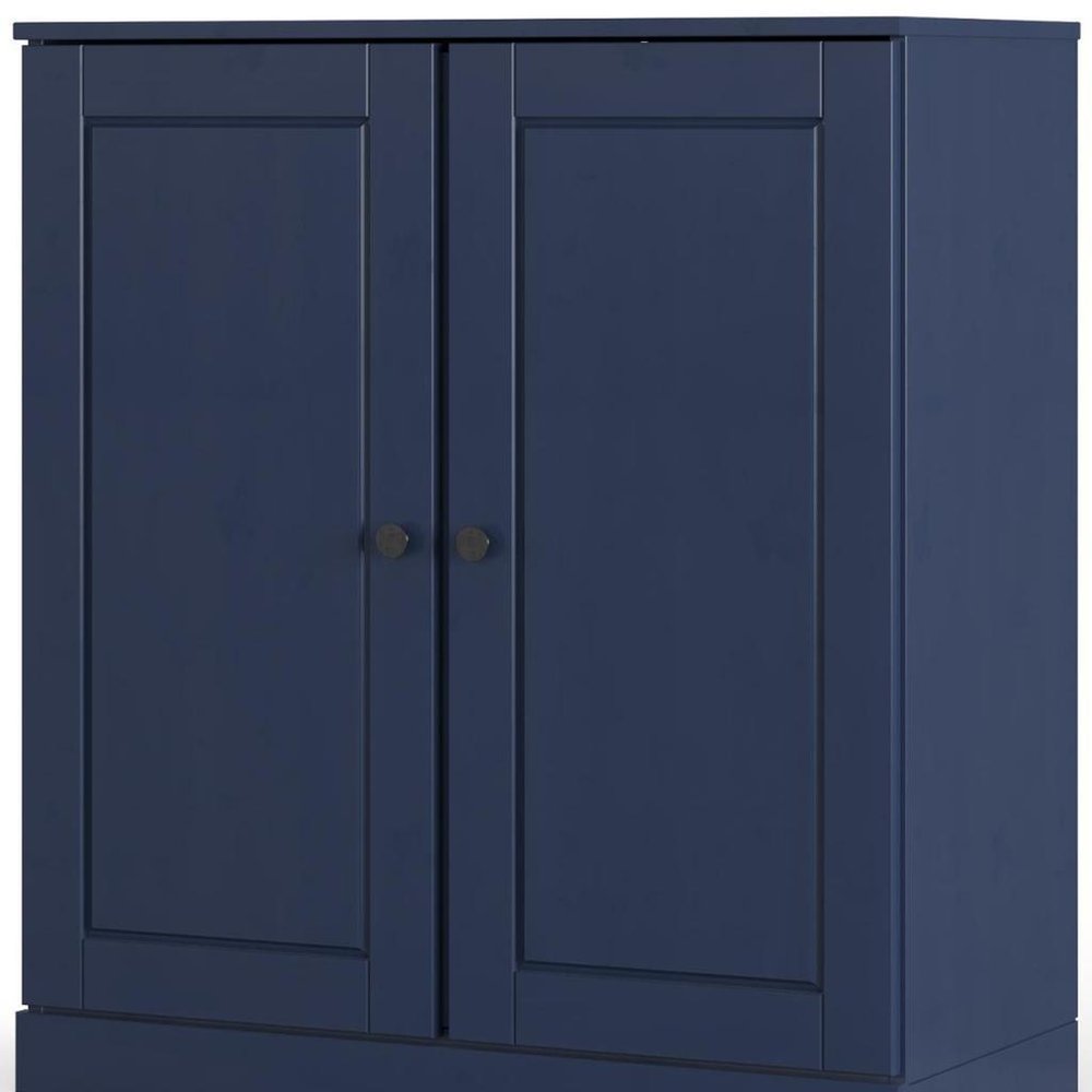 32" White Solid Wood Raised Panel Double Door Linen Cabinet