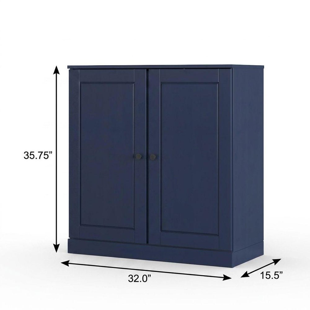 32" White Solid Wood Raised Panel Double Door Linen Cabinet