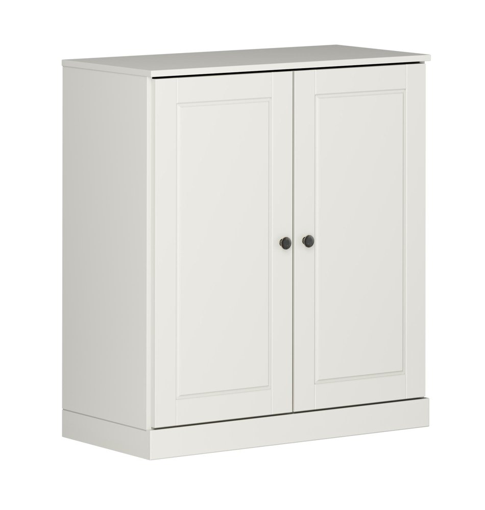 32" White Solid Wood Raised Panel Double Door Linen Cabinet