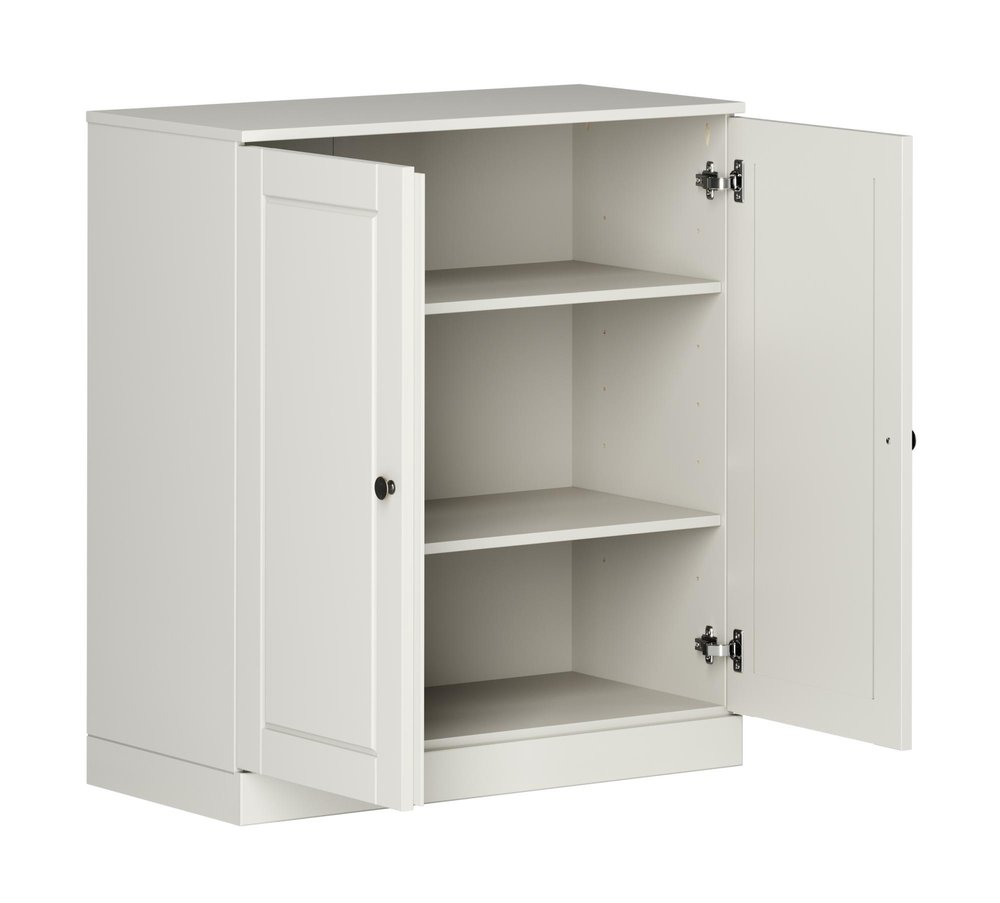 32" White Solid Wood Raised Panel Double Door Linen Cabinet
