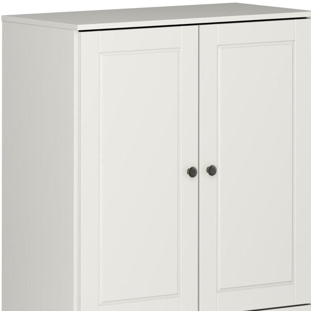 32" White Solid Wood Raised Panel Double Door Linen Cabinet