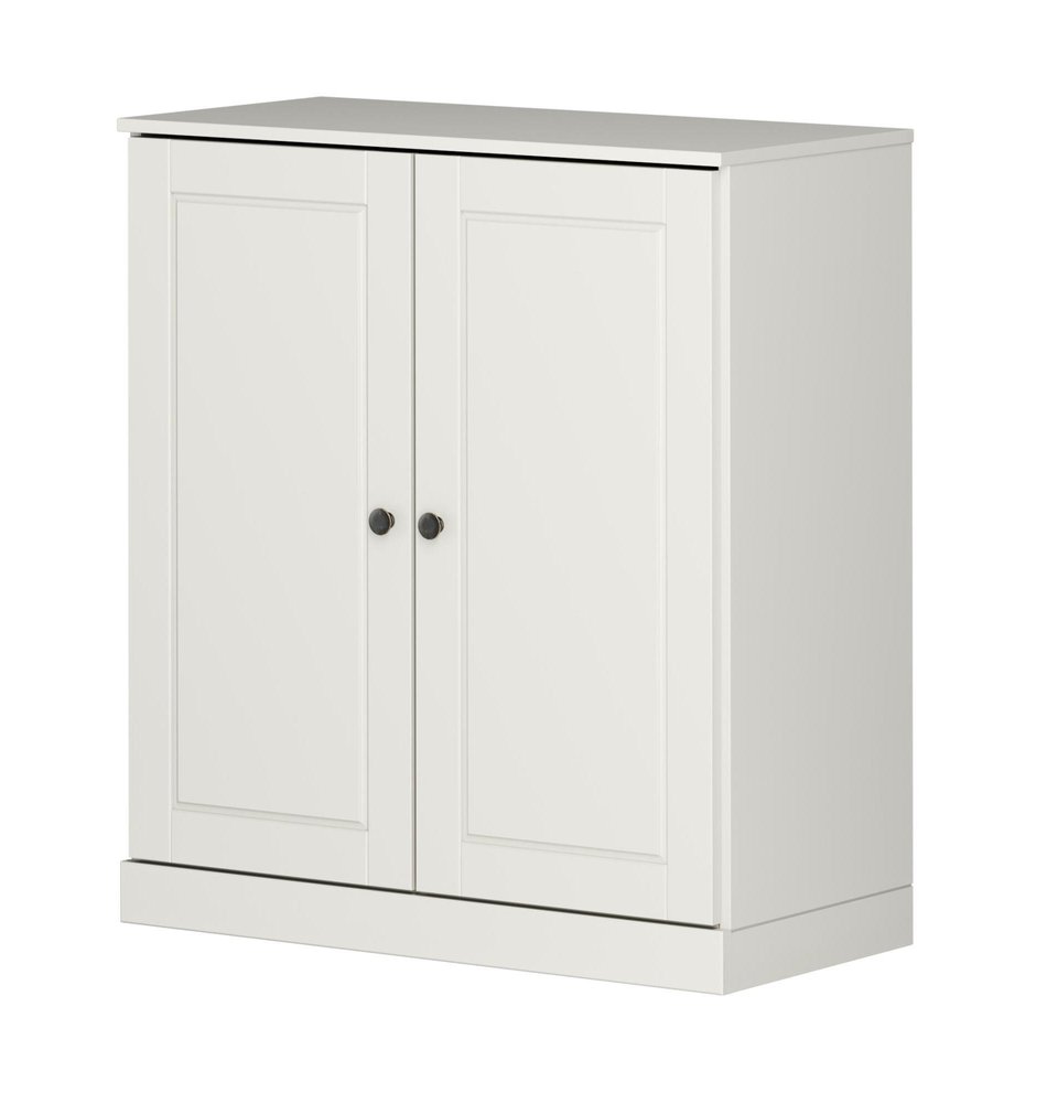 32" White Solid Wood Raised Panel Double Door Linen Cabinet