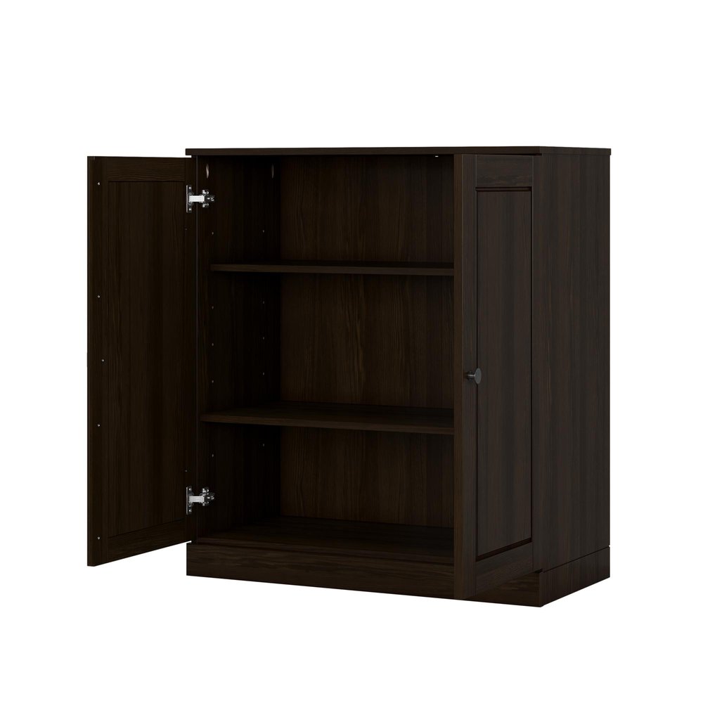 32" White Solid Wood Raised Panel Double Door Linen Cabinet