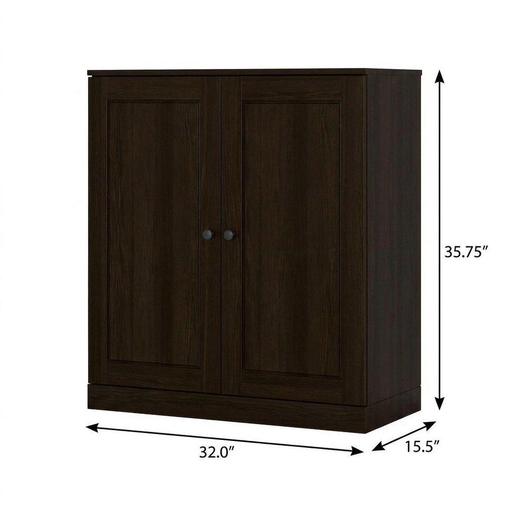 32" White Solid Wood Raised Panel Double Door Linen Cabinet