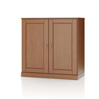 32" Coffee Solid Wood Free Standing Double Door Linen Cabinet