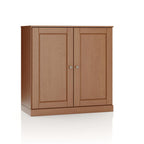 32" Coffee Solid Wood Free Standing Double Door Linen Cabinet
