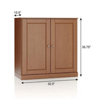 32" Coffee Solid Wood Free Standing Double Door Linen Cabinet