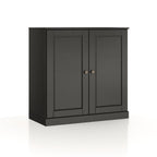 32" Black Solid Wood Free Standing Double Door Linen Cabinet