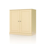 32" Yellow Solid Wood Free Standing Double Door Linen Cabinet