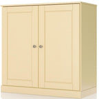 32" Yellow Solid Wood Free Standing Double Door Linen Cabinet