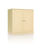 32" Yellow Solid Wood Free Standing Double Door Linen Cabinet