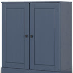 32" French Blue Solid Wood Free Standing Double Door Linen Cabinet