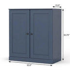 32" French Blue Solid Wood Free Standing Double Door Linen Cabinet