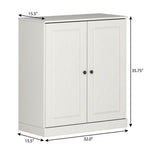 32" Off White Solid Wood Free Standing Double Door Linen Cabinet