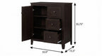 32" Espresso Solid Wood Free Standing Double Door Linen Cabinet