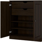 32" Espresso Solid Wood Free Standing Double Door Linen Cabinet