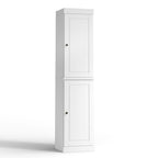 17" White Solid Wood Free Standing Double Door Linen Cabinet