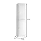 17" White Solid Wood Free Standing Double Door Linen Cabinet
