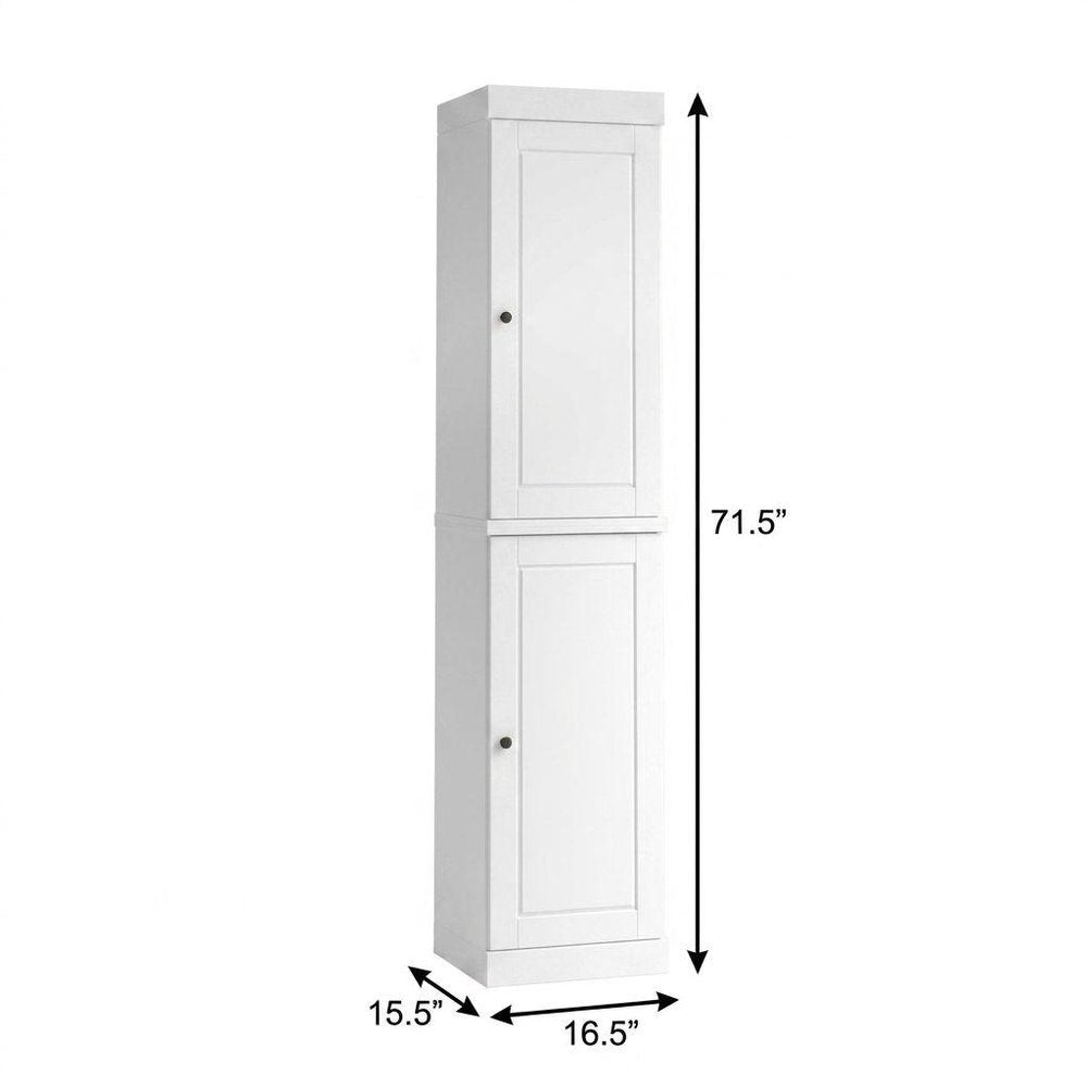 17" White Solid Wood Free Standing Double Door Linen Cabinet