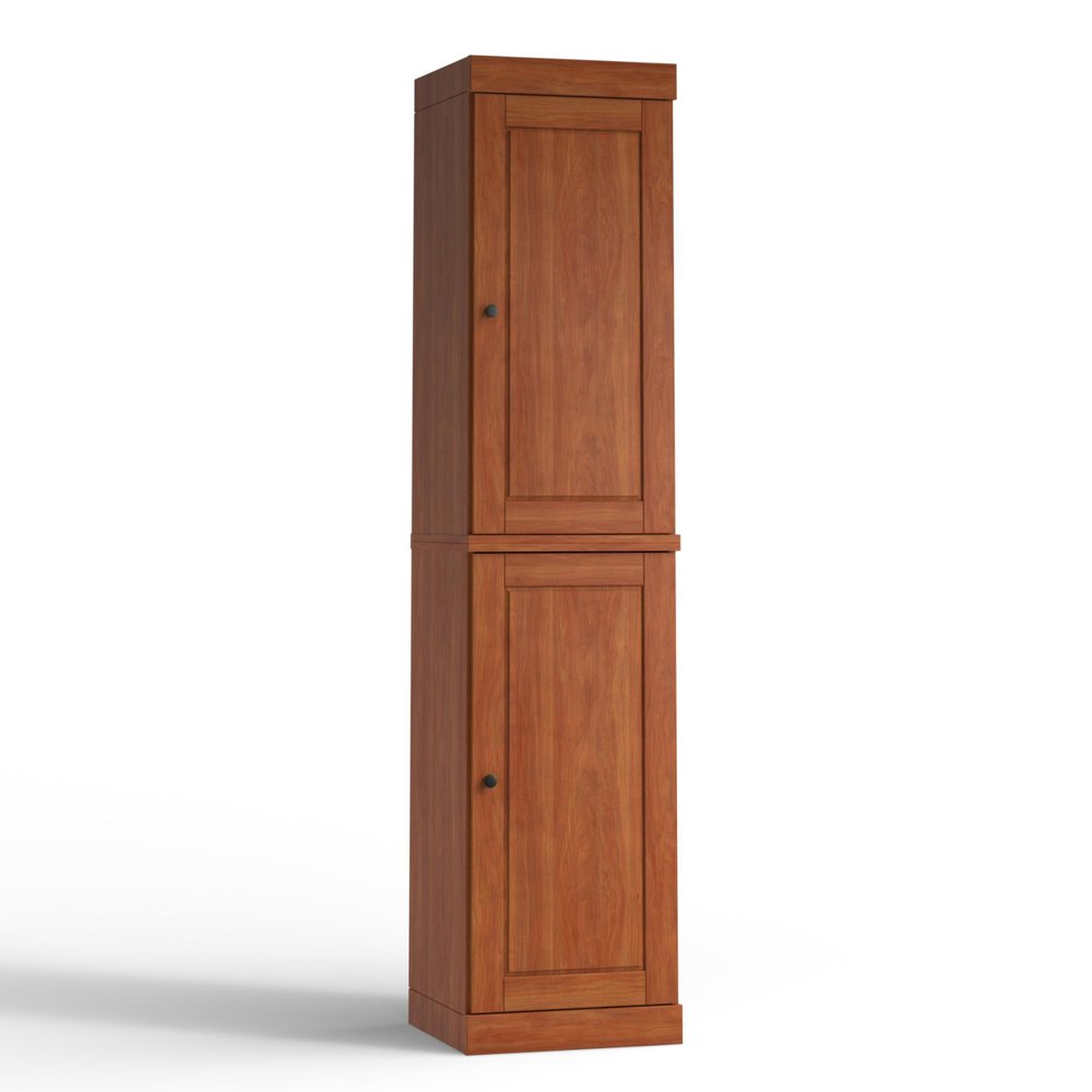 17" Coffee Solid Wood Free Standing Double Door Linen Cabinet