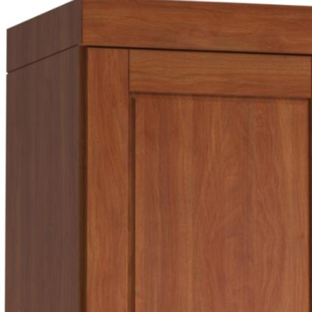 17" Coffee Solid Wood Free Standing Double Door Linen Cabinet