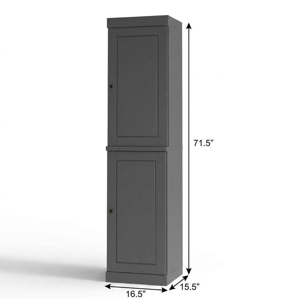 17" Gray Solid Wood Free Standing Double Door Linen Cabinet