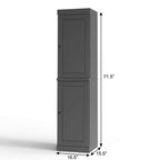 17" Gray Solid Wood Free Standing Double Door Linen Cabinet