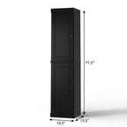 17" Black Solid Wood Free Standing Double Door Linen Cabinet