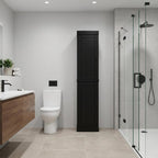 17" Black Solid Wood Free Standing Double Door Linen Cabinet