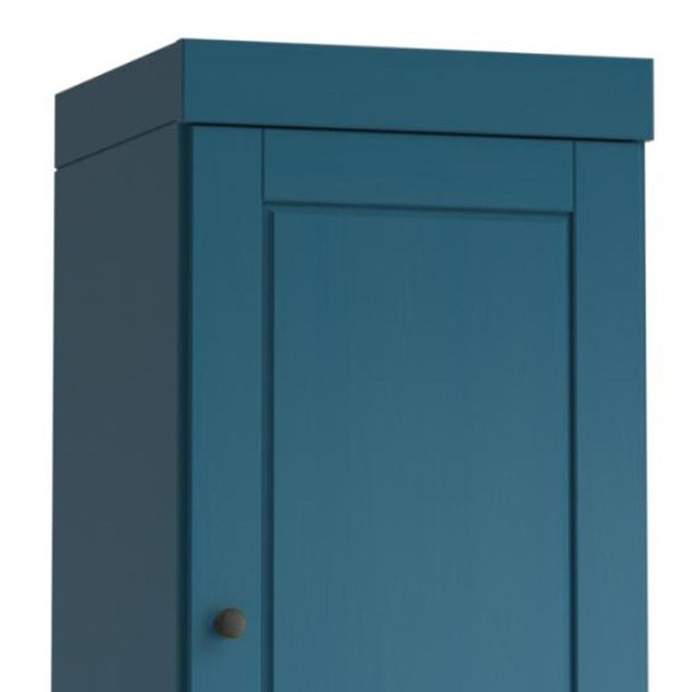 17" Teal Blue Solid Wood Free Standing Double Door Linen Cabinet