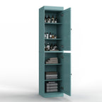 17" Aqua Solid Wood Free Standing Double Door Linen Cabinet